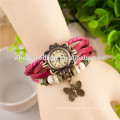 Trendy design retro multilayer leather ladies wrist watch